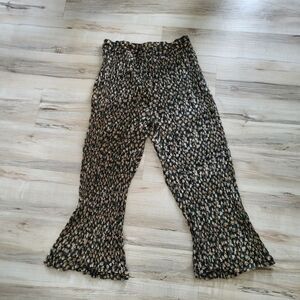 La Femme Floral Accordion Lightweight Flowy Pants Vtg Sz M 100% Cotton